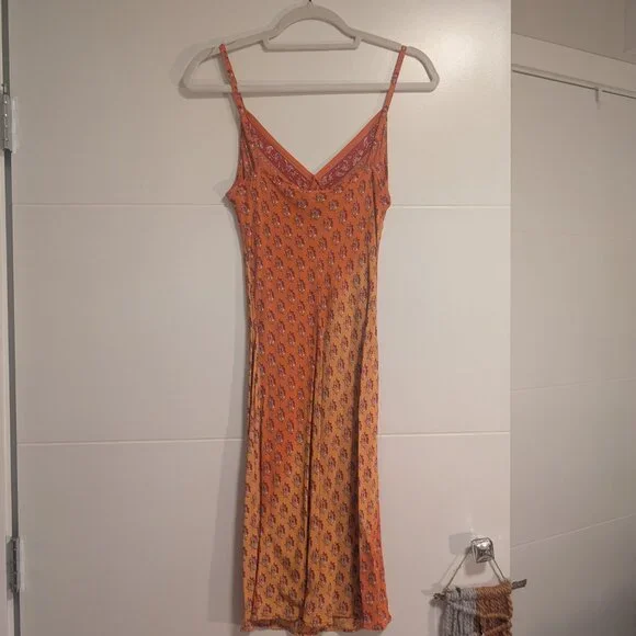 Vintage orange midi slip dress - Picture 2 of 10